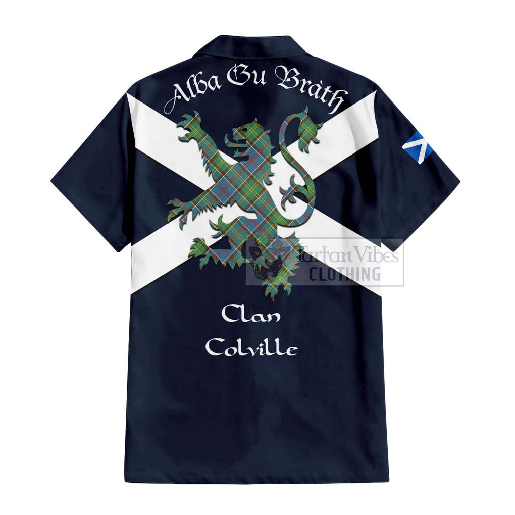 Tartan Vibes Clothing Colville Tartan Lion Rampant Short Sleeve Button Shirt – Proudly Display Your Heritage with Alba Gu Brath and Clan Name