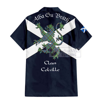 Colville Tartan Lion Rampant Short Sleeve Button Shirt  Proudly Display Your Heritage with Alba Gu Brath and Clan Name