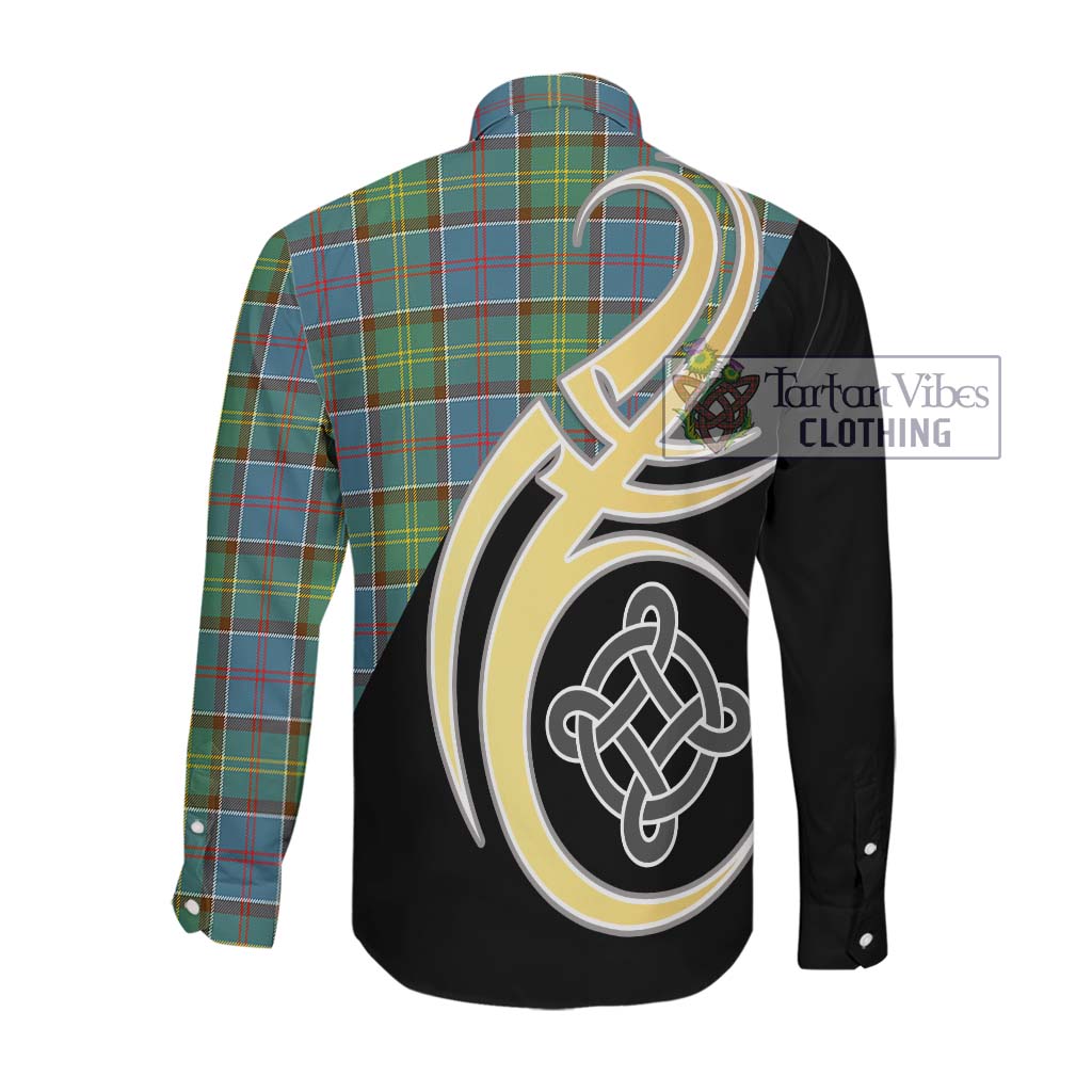 Colville Tartan Long Sleeve Button Shirt with Family Crest and Celtic Symbol Style Men's Shirt - Tartan Vibes Clothing