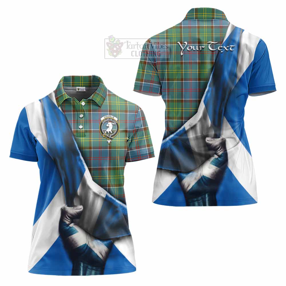 Tartan Vibes Clothing Colville Tartan Women's Polo Shirt with Family Crest Scotland Patriotic Style