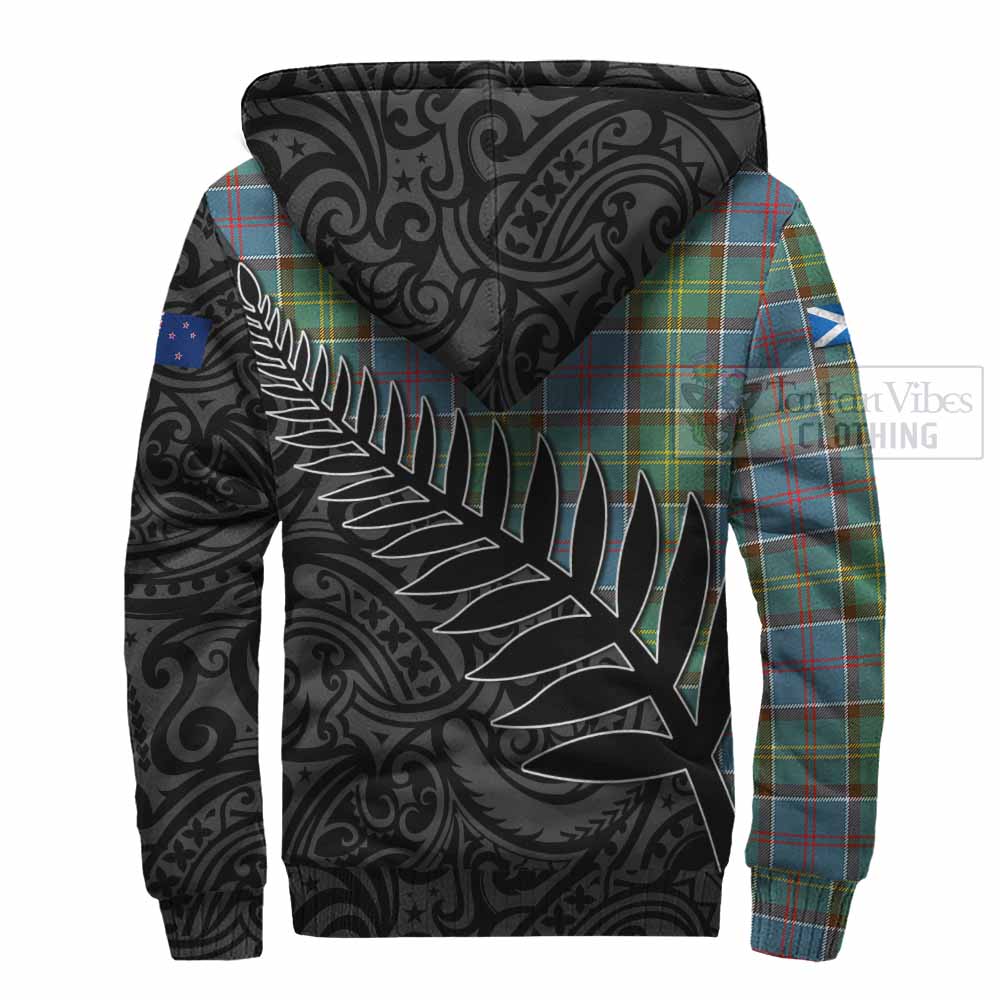 Tartan Vibes Clothing Colville Crest Tartan Sherpa Hoodie with New Zealand Silver Fern Half Style