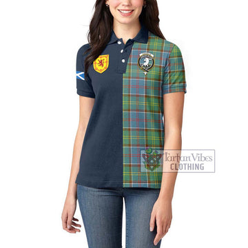 Colville Tartan Women's Polo Shirt Alba with Scottish Lion Royal Arm Half Style