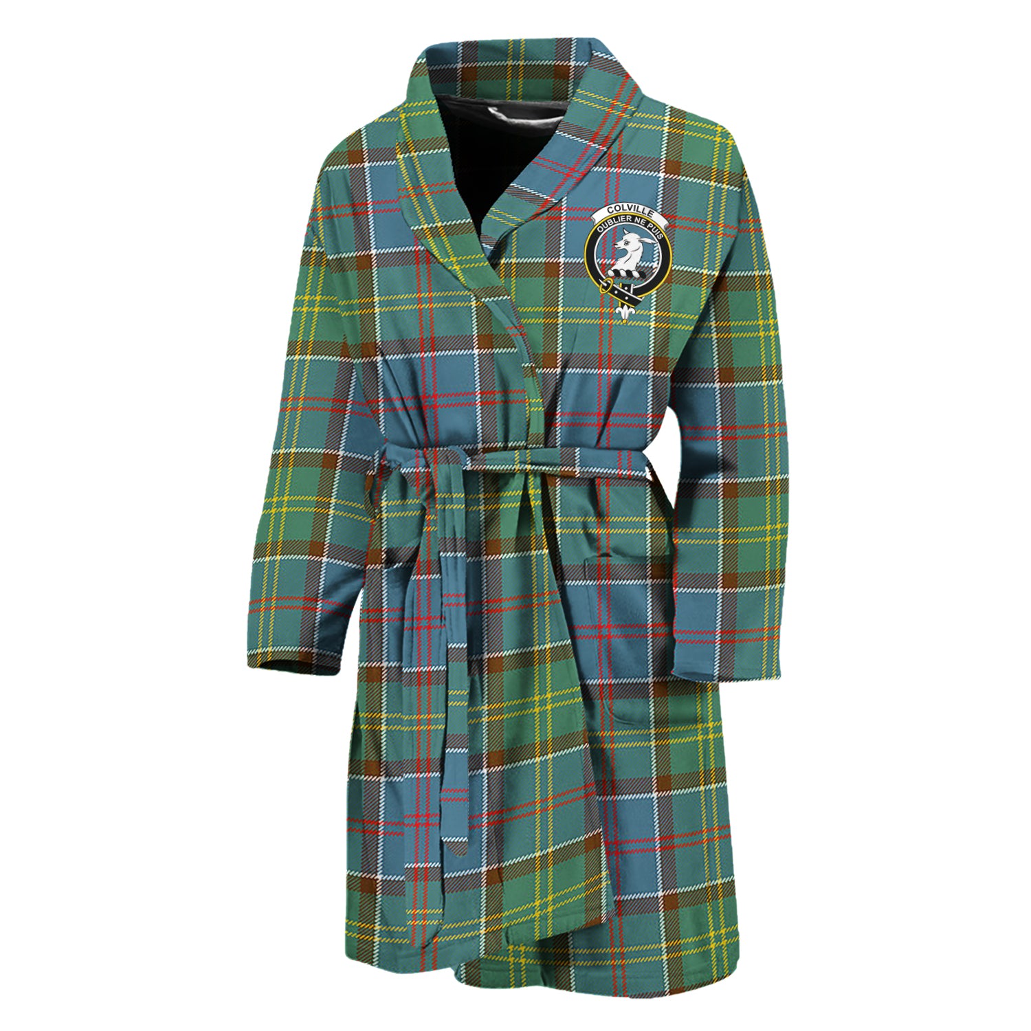 Colville Tartan Bathrobe with Family Crest Unisex M - Tartan Vibes Clothing