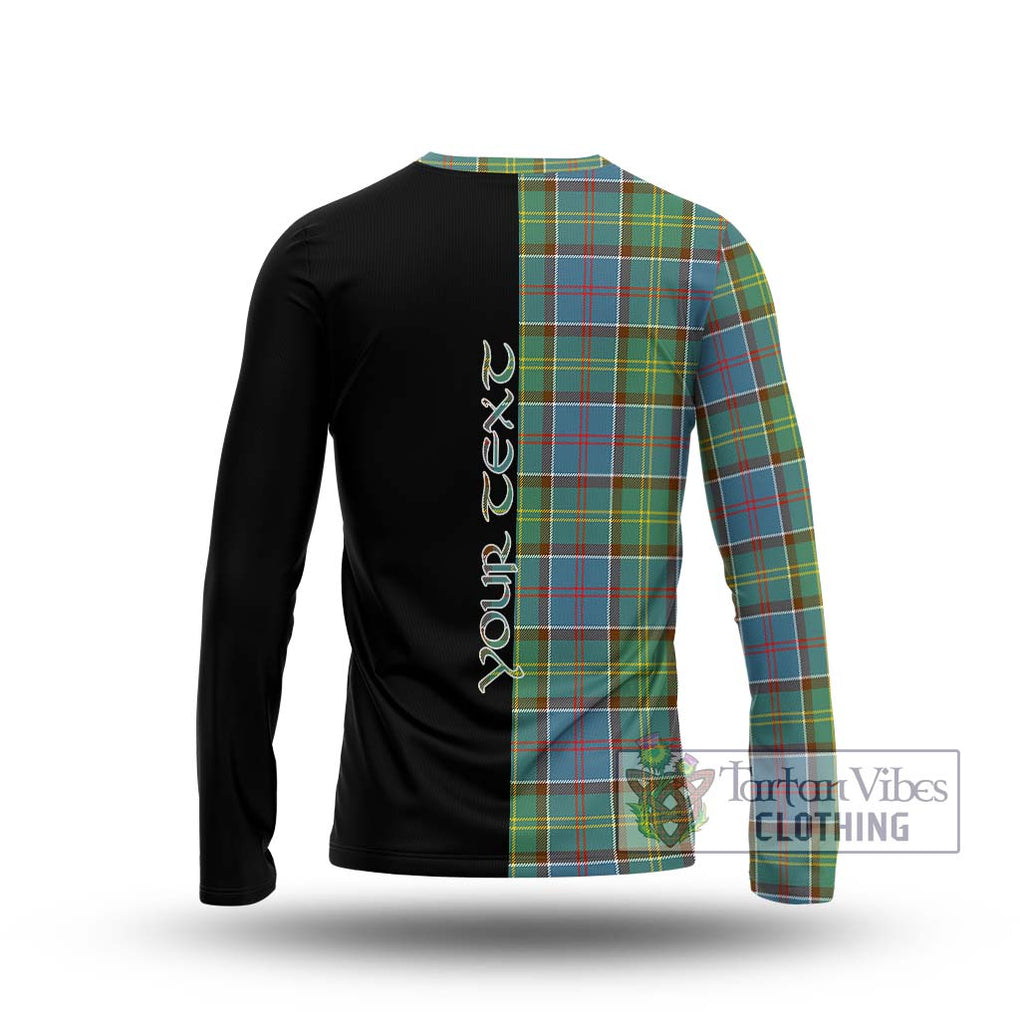 Colville Tartan Long Sleeve T-Shirt with Family Crest and Half Of Me Style - Tartanvibesclothing Shop