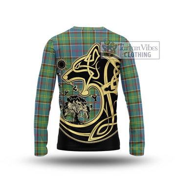 Colville Tartan Long Sleeve T-Shirt with Family Crest Celtic Wolf Style