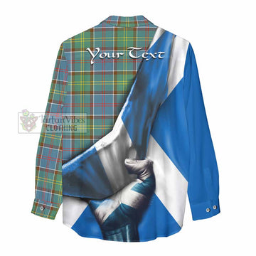 Colville Tartan Women's Casual Shirt with Family Crest Scotland Patriotic Style