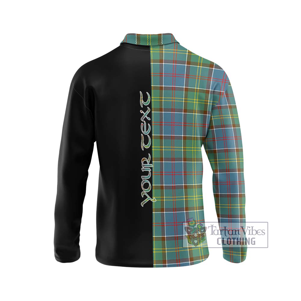 Colville Tartan Long Sleeve Polo Shirt with Family Crest and Half Of Me Style - Tartanvibesclothing Shop