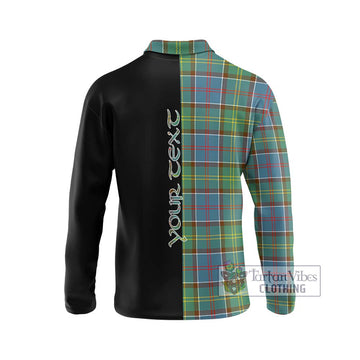 Colville Tartan Long Sleeve Polo Shirt with Family Crest and Half Of Me Style