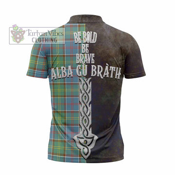 Colville Tartan Family Crest Zipper Polo Shirt Alba Gu Brath Be Brave Lion Ancient Style - Tartan Vibes Clothing