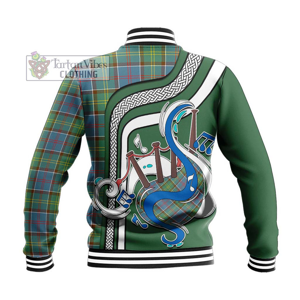 Tartan Vibes Clothing Colville Tartan Baseball Jacket with Epic Bagpipe Style