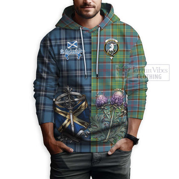 Colville Tartan Hoodie Happy St. Andrew's Day Half Tartan Style