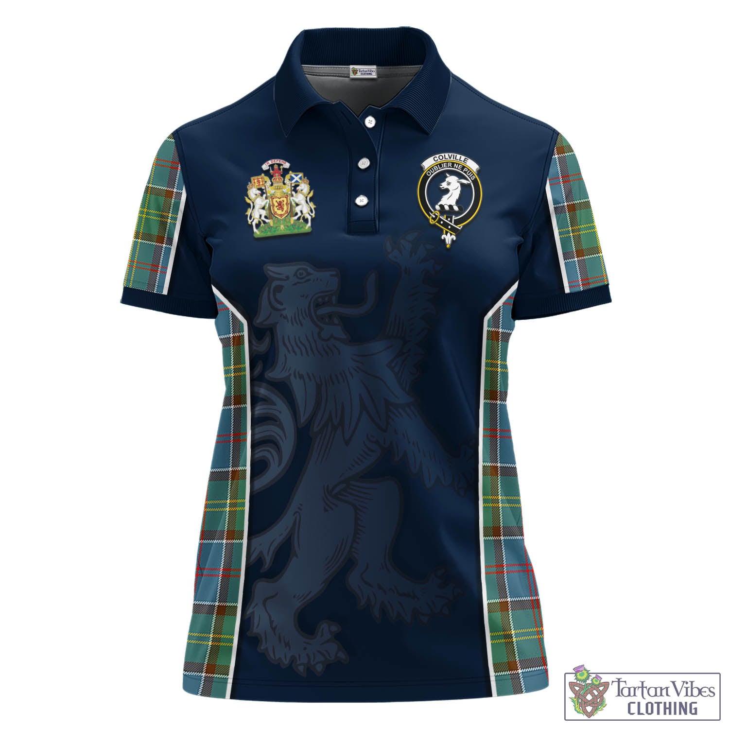 Colville Tartan Women's Polo Shirt with Family Crest and Lion Rampant Vibes Sport Style - Tartan Vibes Clothing