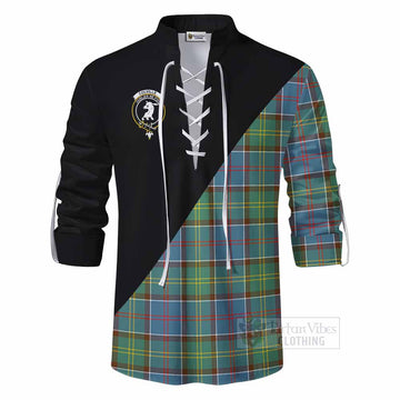 Colville Tartan Ghillie Kilt Shirt with Family Crest and Military Logo Style