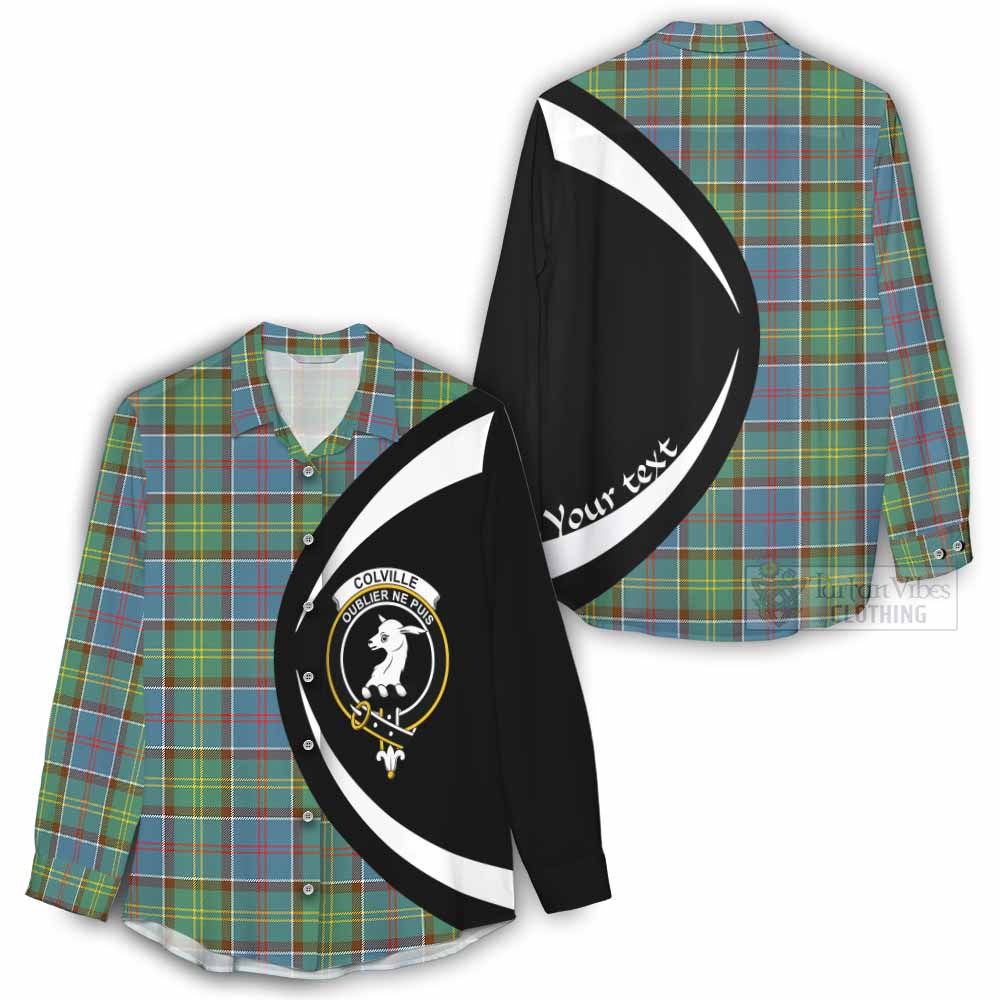 Tartan Vibes Clothing Colville Tartan Women's Casual Shirt with Family Crest Circle Style