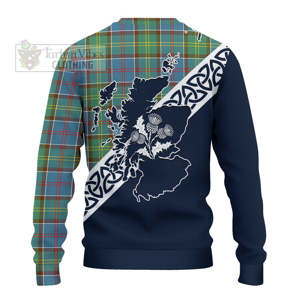 Tartan Vibes Clothing Colville Tartan Knitted Sweater Featuring Thistle and Scotland Map