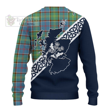 Colville Tartan Ugly Sweater Featuring Thistle and Scotland Map