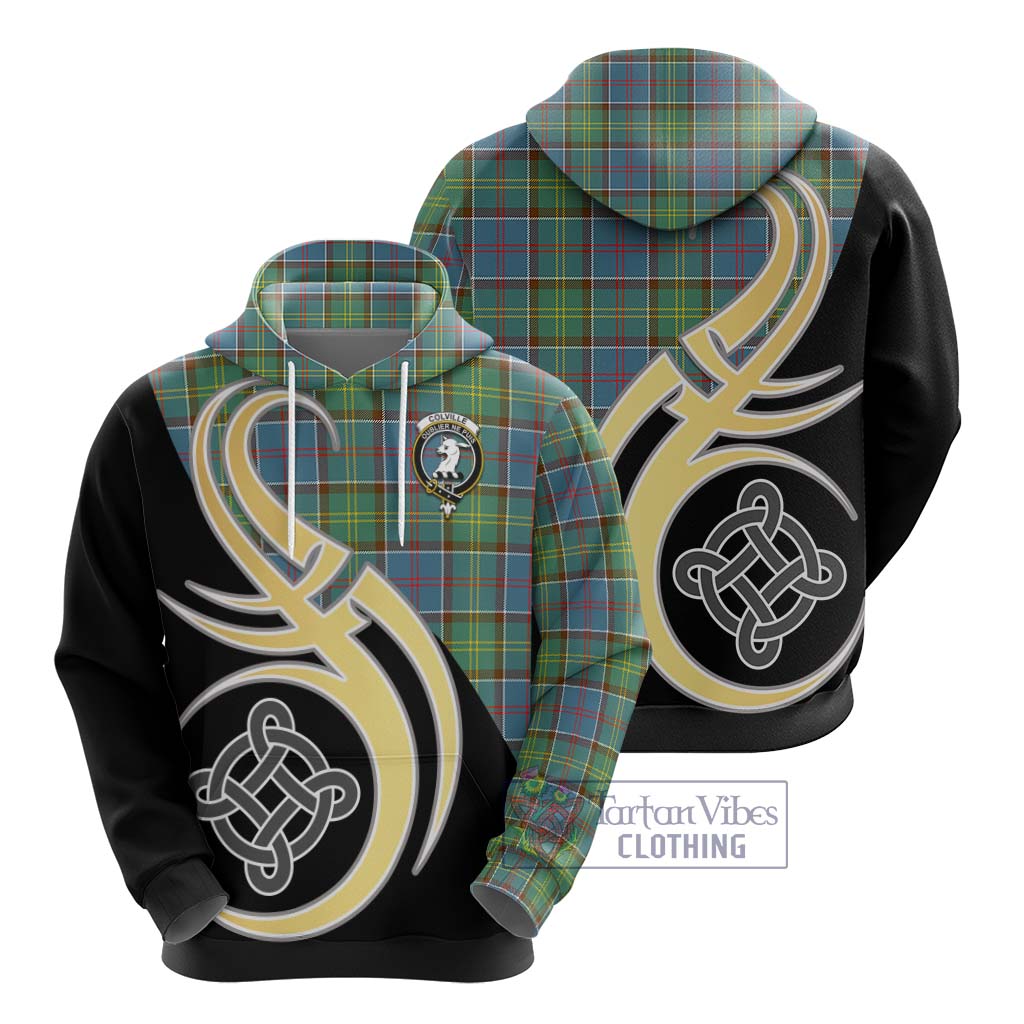 Colville Tartan Hoodie with Family Crest and Celtic Symbol Style - Tartan Vibes Clothing