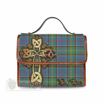 Colville Tartan Waterproof Canvas Bag Golden Thistle Celtic Cross Style