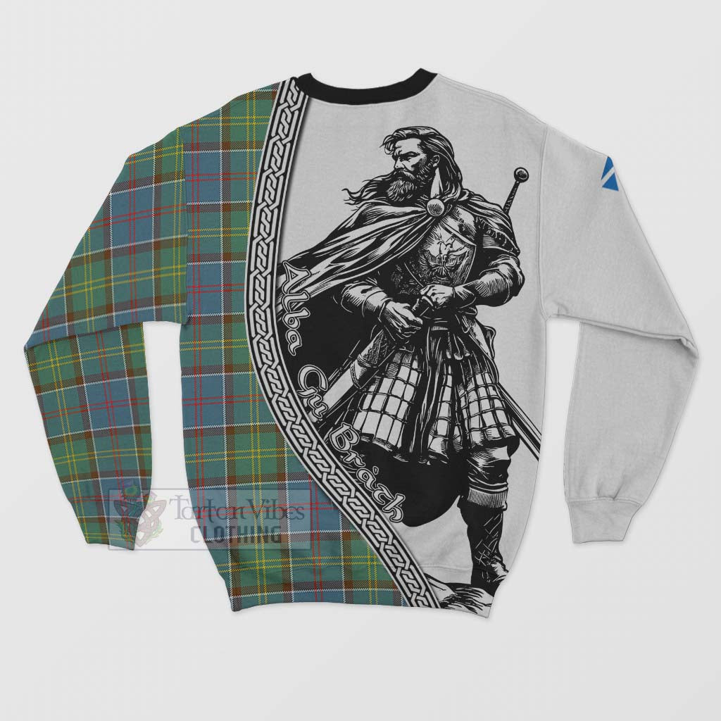 Tartan Vibes Clothing Colville Tartan Clan Crest Sweatshirt with Highlander Warrior Celtic Style