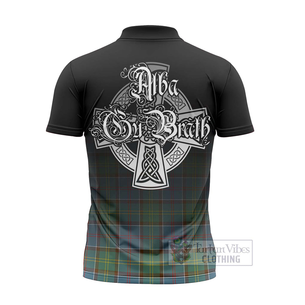 Tartan Vibes Clothing Colville Tartan Zipper Polo Shirt Featuring Alba Gu Brath Family Crest Celtic Inspired