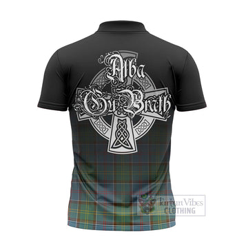 Colville Tartan Zipper Polo Shirt Featuring Alba Gu Brath Family Crest Celtic Inspired