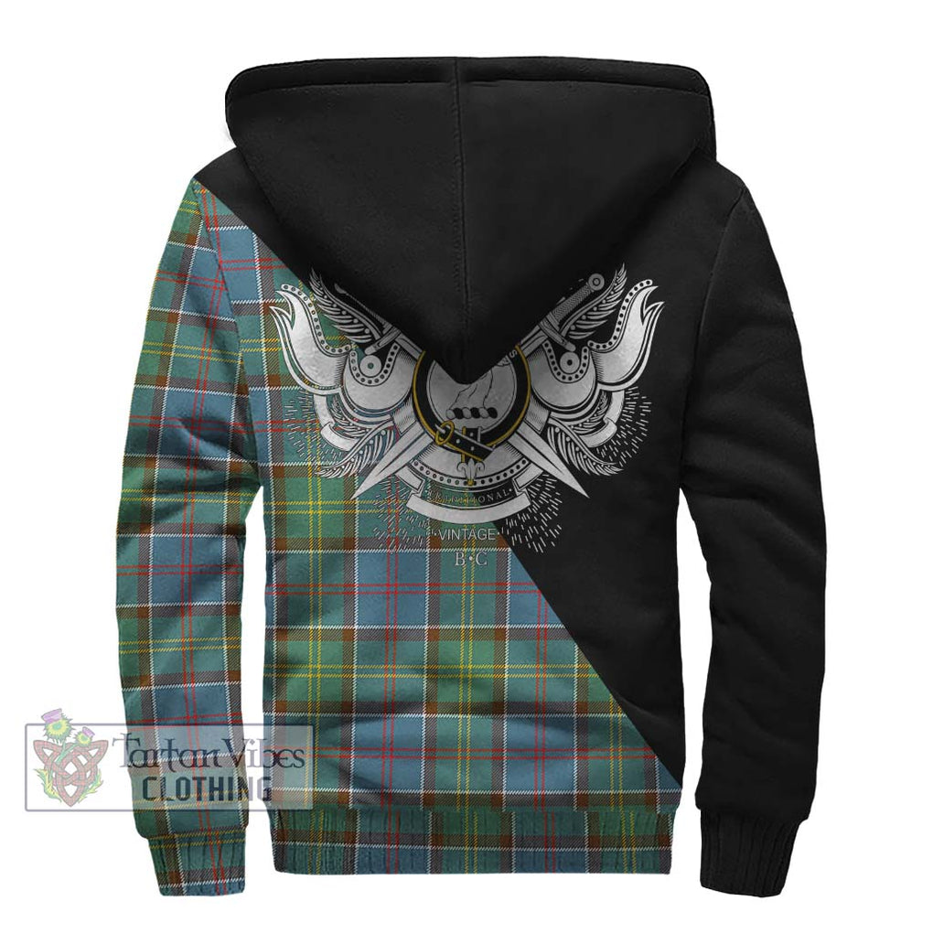 Colville Tartan Sherpa Hoodie with Family Crest and Military Logo Style - Tartanvibesclothing Shop