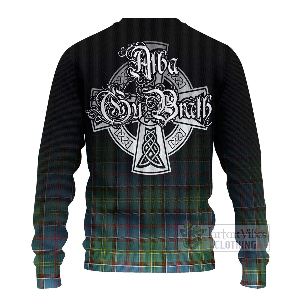 Tartan Vibes Clothing Colville Tartan Knitted Sweater Featuring Alba Gu Brath Family Crest Celtic Inspired