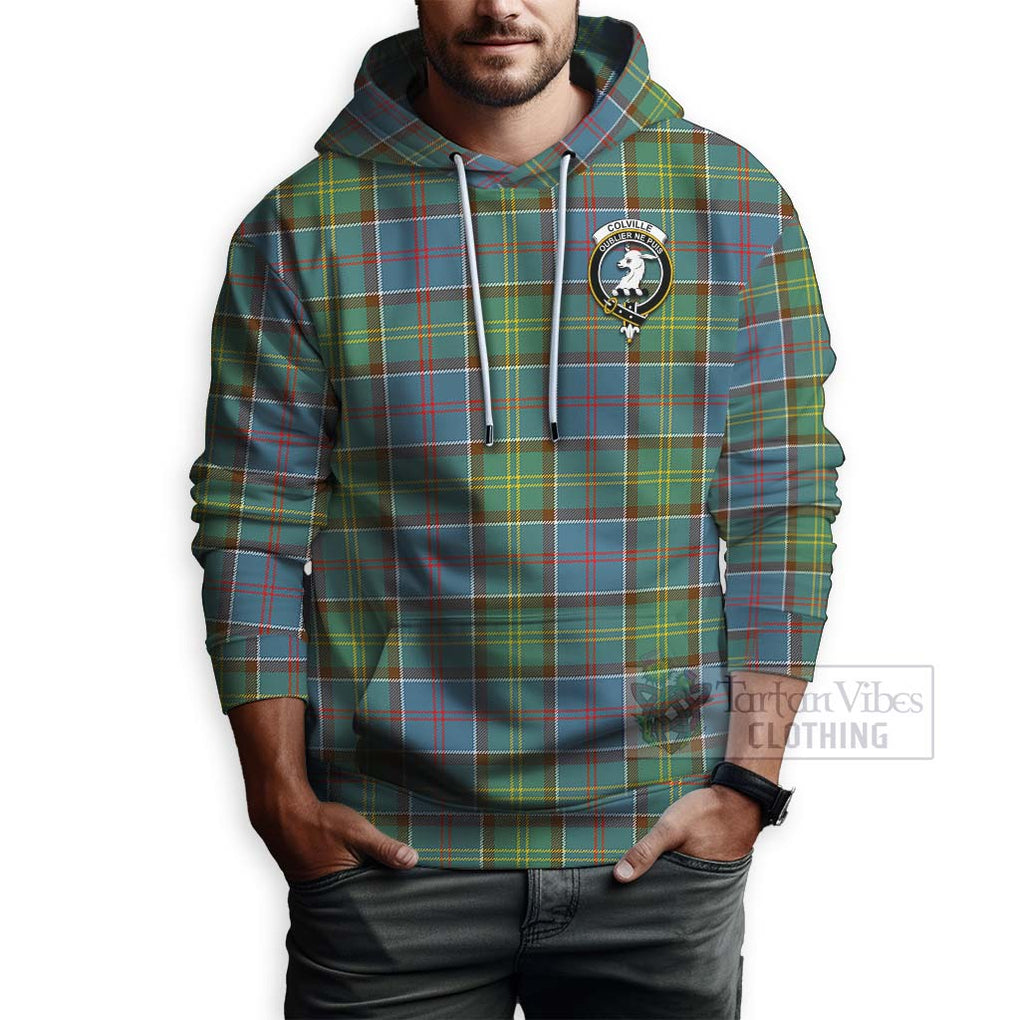 Tartan Vibes Clothing Colville Tartan Hoodie with Family Crest Celtic Skull Style