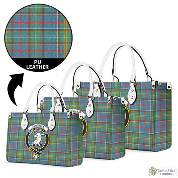 Colville Tartan Luxury Leather Handbags with Family Crest