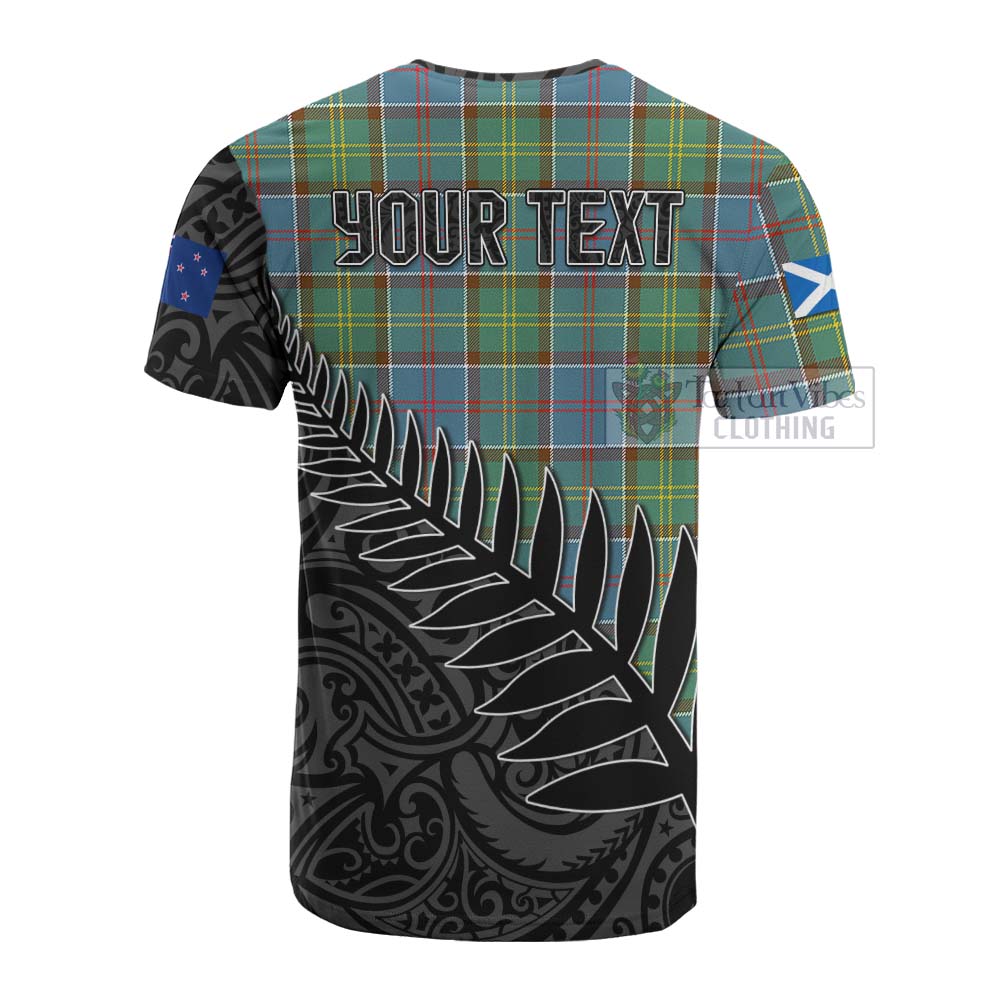 Tartan Vibes Clothing Colville Crest Tartan Cotton T-shirt with New Zealand Silver Fern Half Style