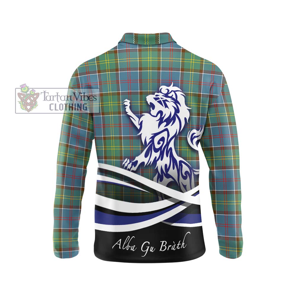 Colville Tartan Long Sleeve Polo Shirt with Alba Gu Brath Regal Lion Emblem - Tartanvibesclothing Shop