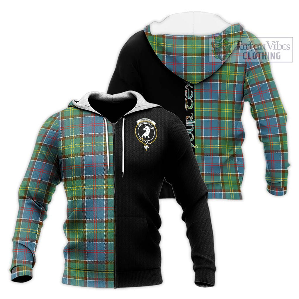 Colville Tartan Knitted Hoodie with Family Crest and Half Of Me Style Unisex Knitted Zip Hoodie - Tartanvibesclothing Shop