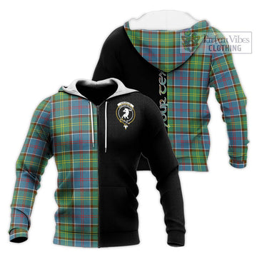 Colville Tartan Knitted Hoodie with Family Crest and Half Of Me Style