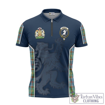 Colville Tartan Zipper Polo Shirt with Family Crest and Lion Rampant Vibes Sport Style