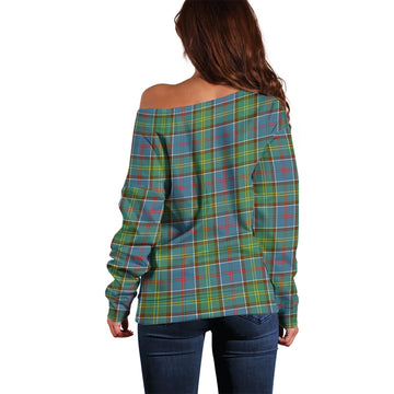 Colville Tartan Off Shoulder Women Sweater with Family Crest