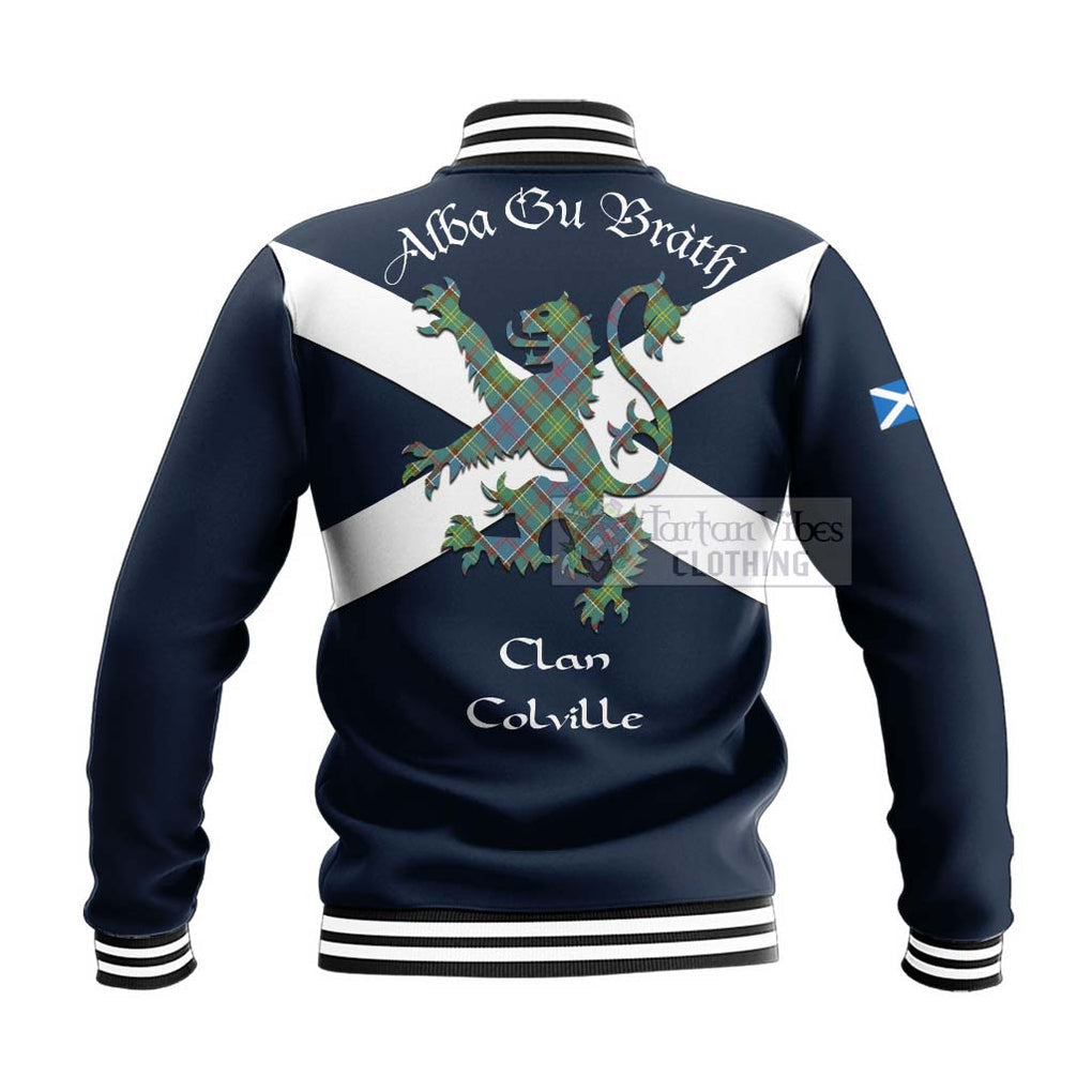 Tartan Vibes Clothing Colville Tartan Lion Rampant Baseball Jacket – Proudly Display Your Heritage with Alba Gu Brath and Clan Name