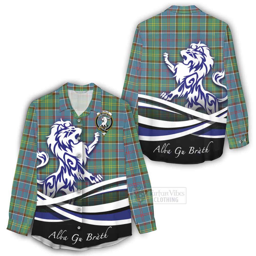 Tartan Vibes Clothing Colville Tartan Women's Casual Shirt with Alba Gu Brath Regal Lion Emblem