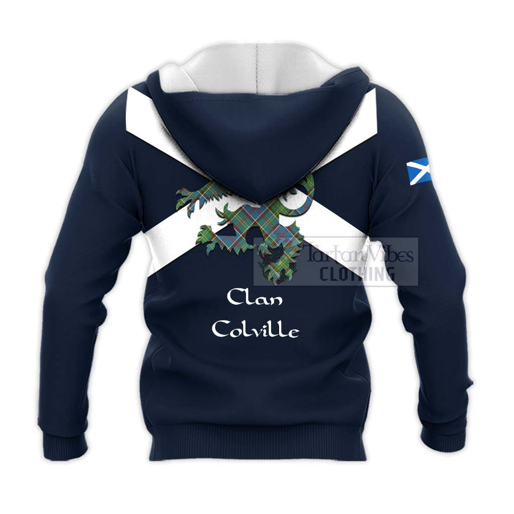 Tartan Vibes Clothing Colville Tartan Lion Rampant Knitted Hoodie – Proudly Display Your Heritage with Alba Gu Brath and Clan Name