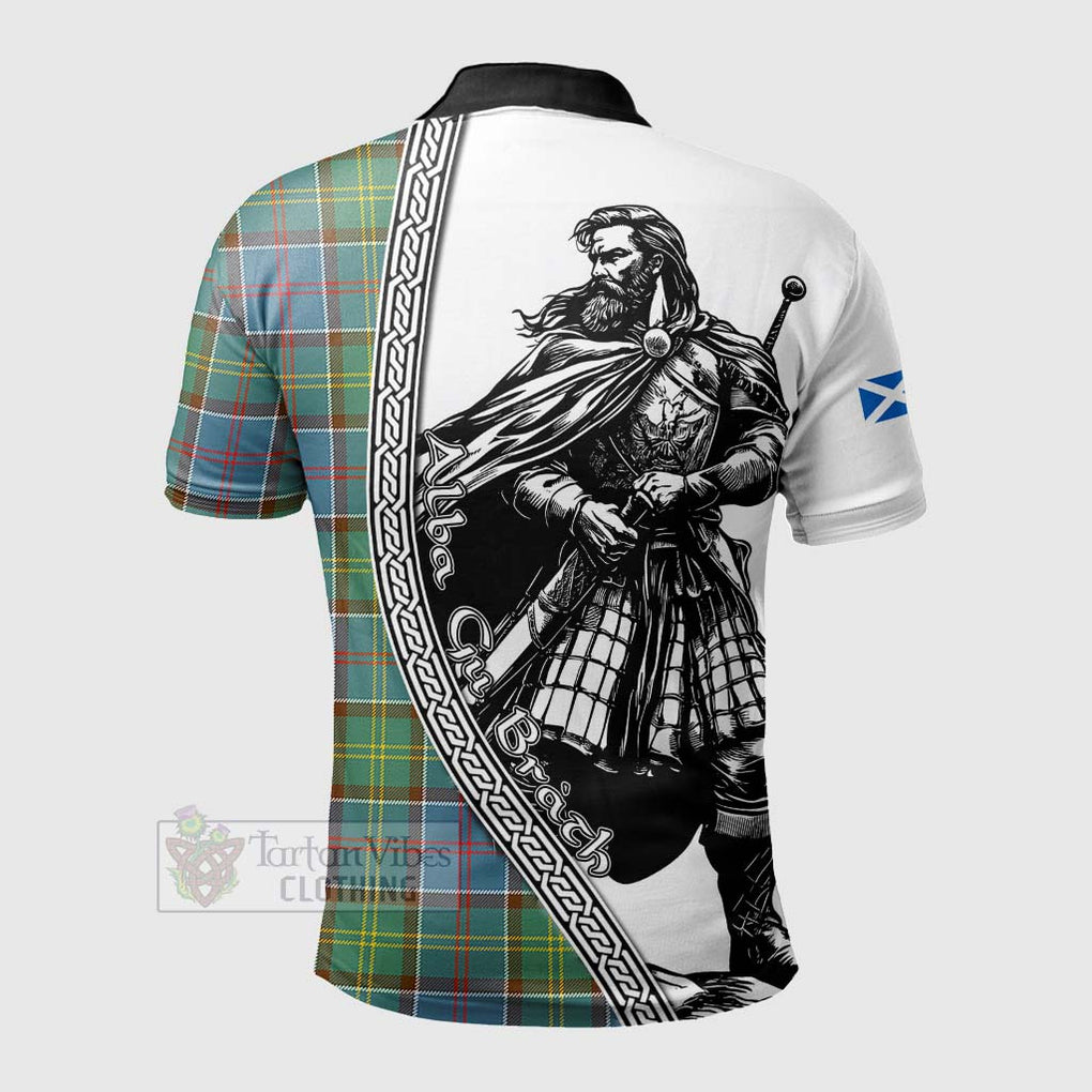 Tartan Vibes Clothing Colville Tartan Clan Crest Polo Shirt with Highlander Warrior Celtic Style