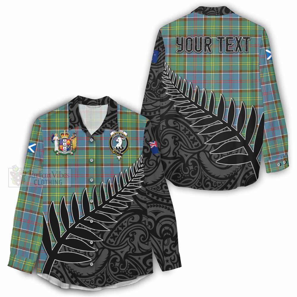 Tartan Vibes Clothing Colville Crest Tartan Women's Casual Shirt with New Zealand Silver Fern Half Style