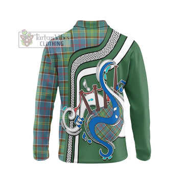 Colville Tartan Long Sleeve Polo Shirt with Epic Bagpipe Style