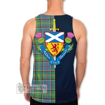 Colville Tartan Men's Tank Top Alba with Scottish Lion Royal Arm Half Style