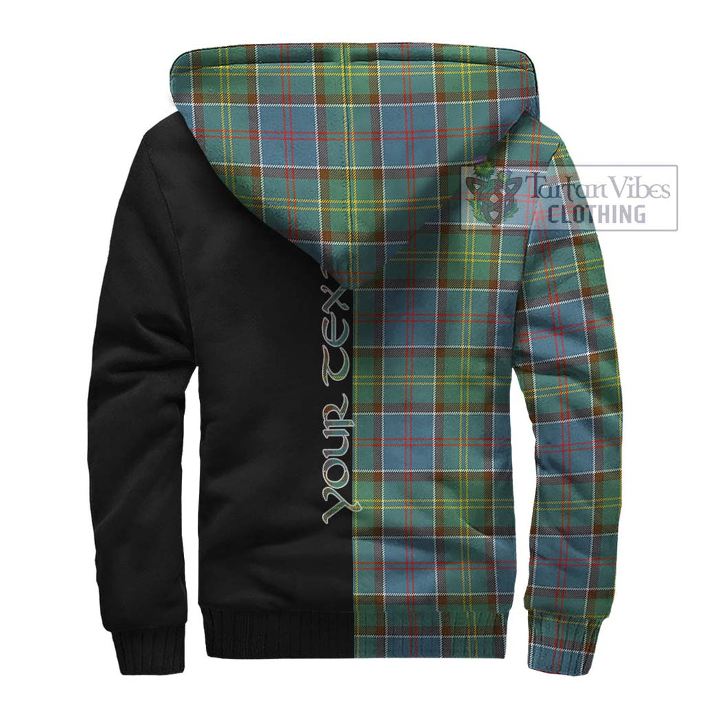 Colville Tartan Sherpa Hoodie with Family Crest and Half Of Me Style - Tartanvibesclothing Shop