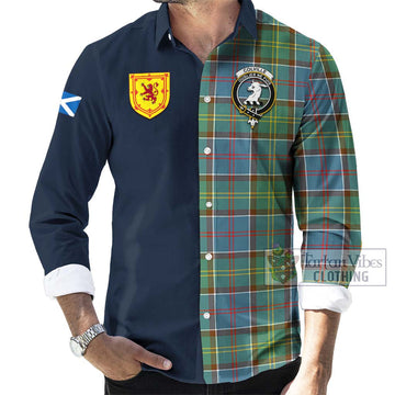 Colville Tartan Long Sleeve Button Shirt Alba with Scottish Lion Royal Arm Half Style