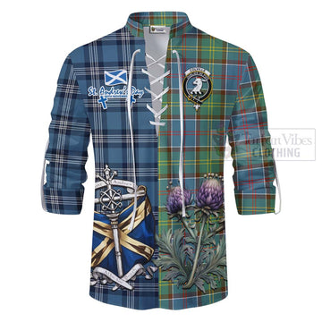 Colville Tartan Ghillie Kilt Shirt Happy St. Andrew's Day Half Tartan Style