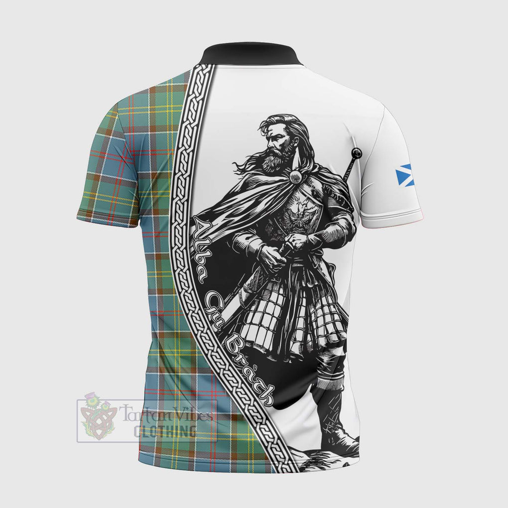 Tartan Vibes Clothing Colville Tartan Clan Crest Zipper Polo Shirt with Highlander Warrior Celtic Style