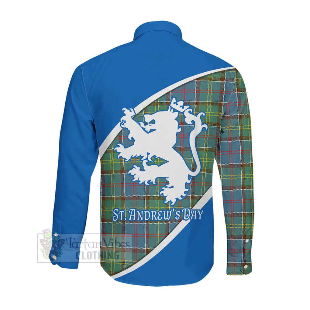 Tartan Vibes Clothing Colville Family Crest Tartan Long Sleeve Button Shirt Celebrate Saint Andrew's Day in Style