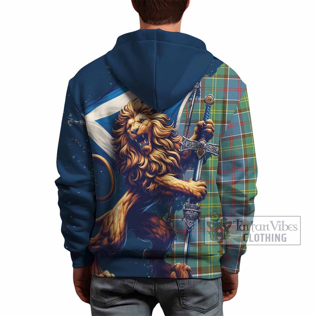 Colville Tartan Family Crest Hoodie with Scottish Majestic Lion