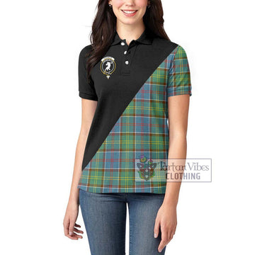 Colville Tartan Women's Polo Shirt with Family Crest and Military Logo Style