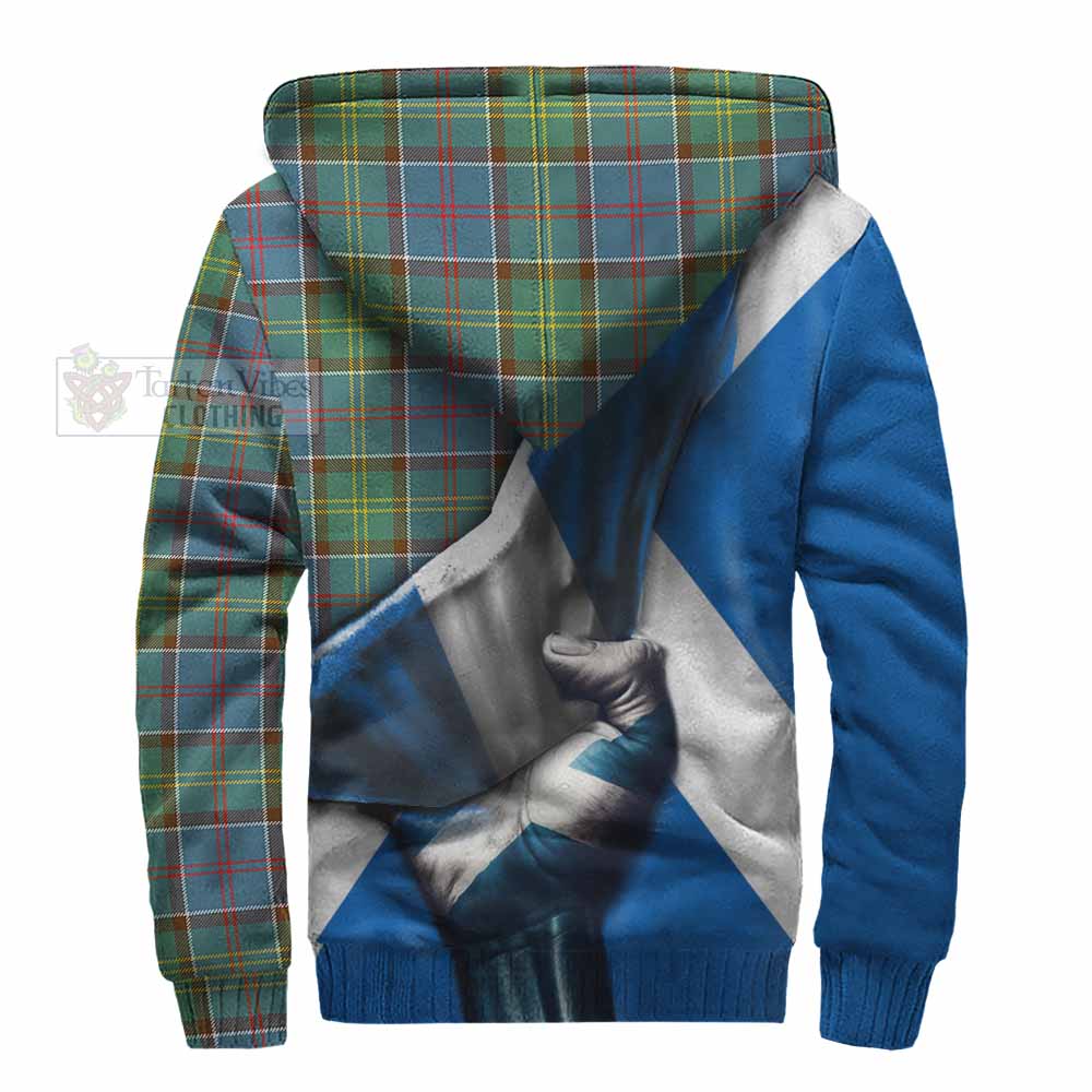 Tartan Vibes Clothing Colville Tartan Sherpa Hoodie with Family Crest Scotland Patriotic Style